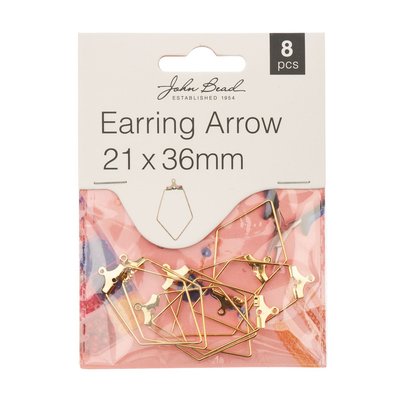 John Bead 21x36mm Arrow Shape Earring Must Have Findings, 8pcs